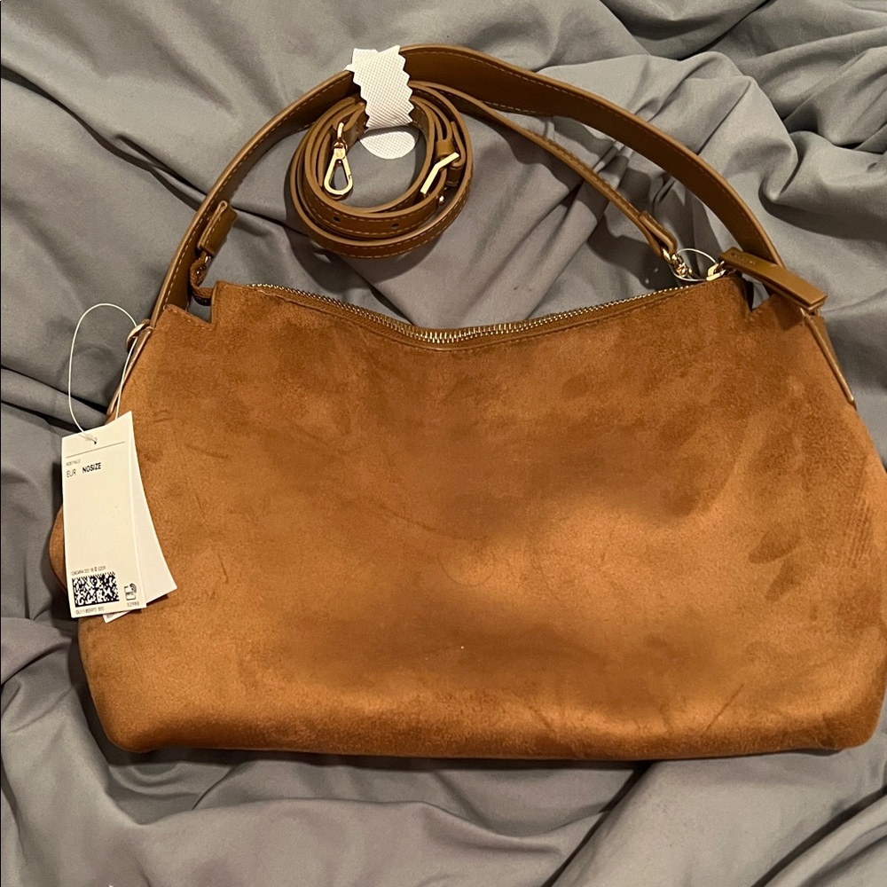 H&M Chic Brown Suede Shoulder Bag
